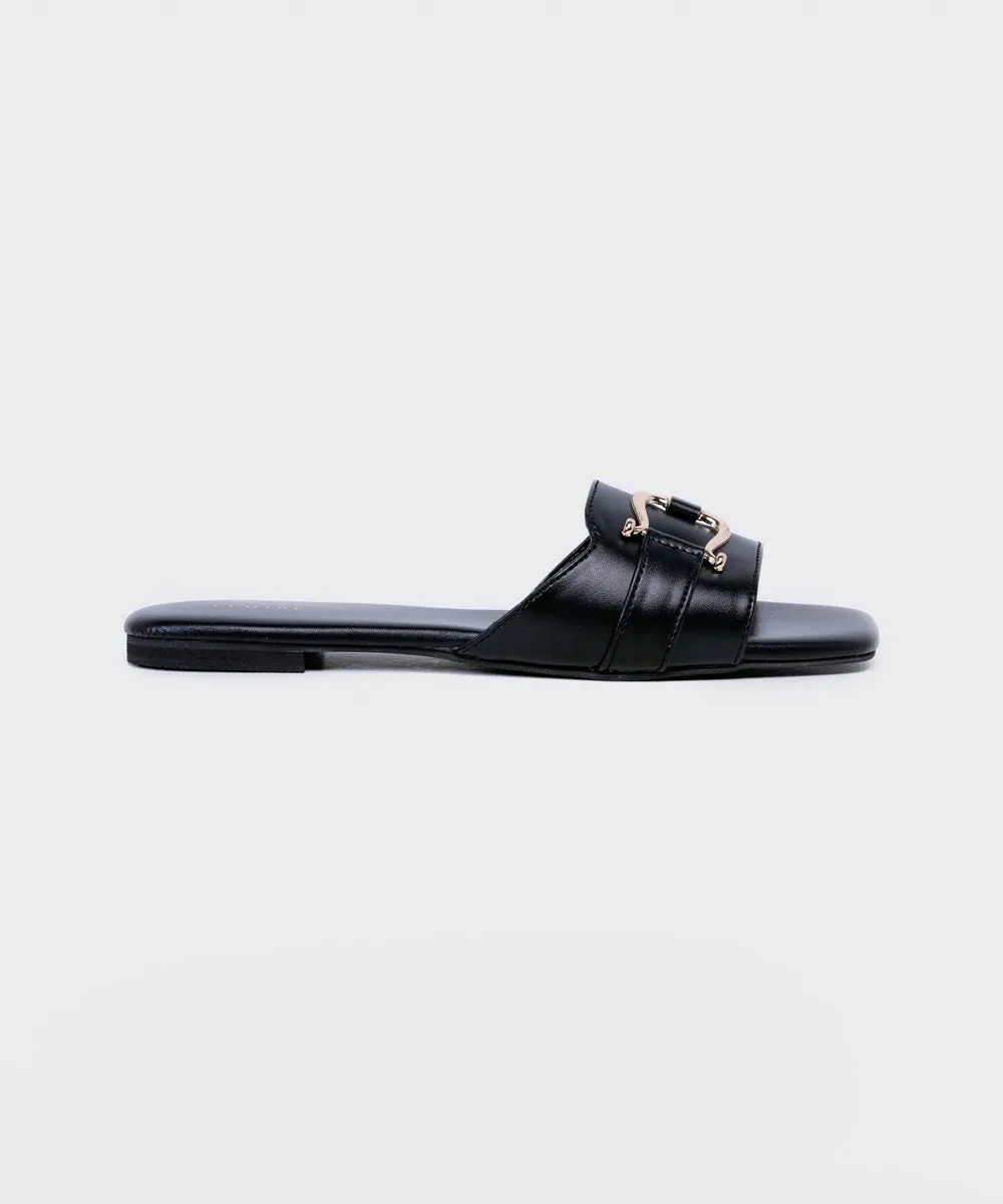 Black Buckled Flats