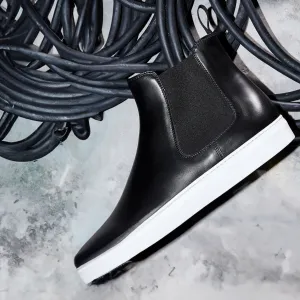 Black Leather Kevin High Top Chelsea Sneaker Boots - AW24